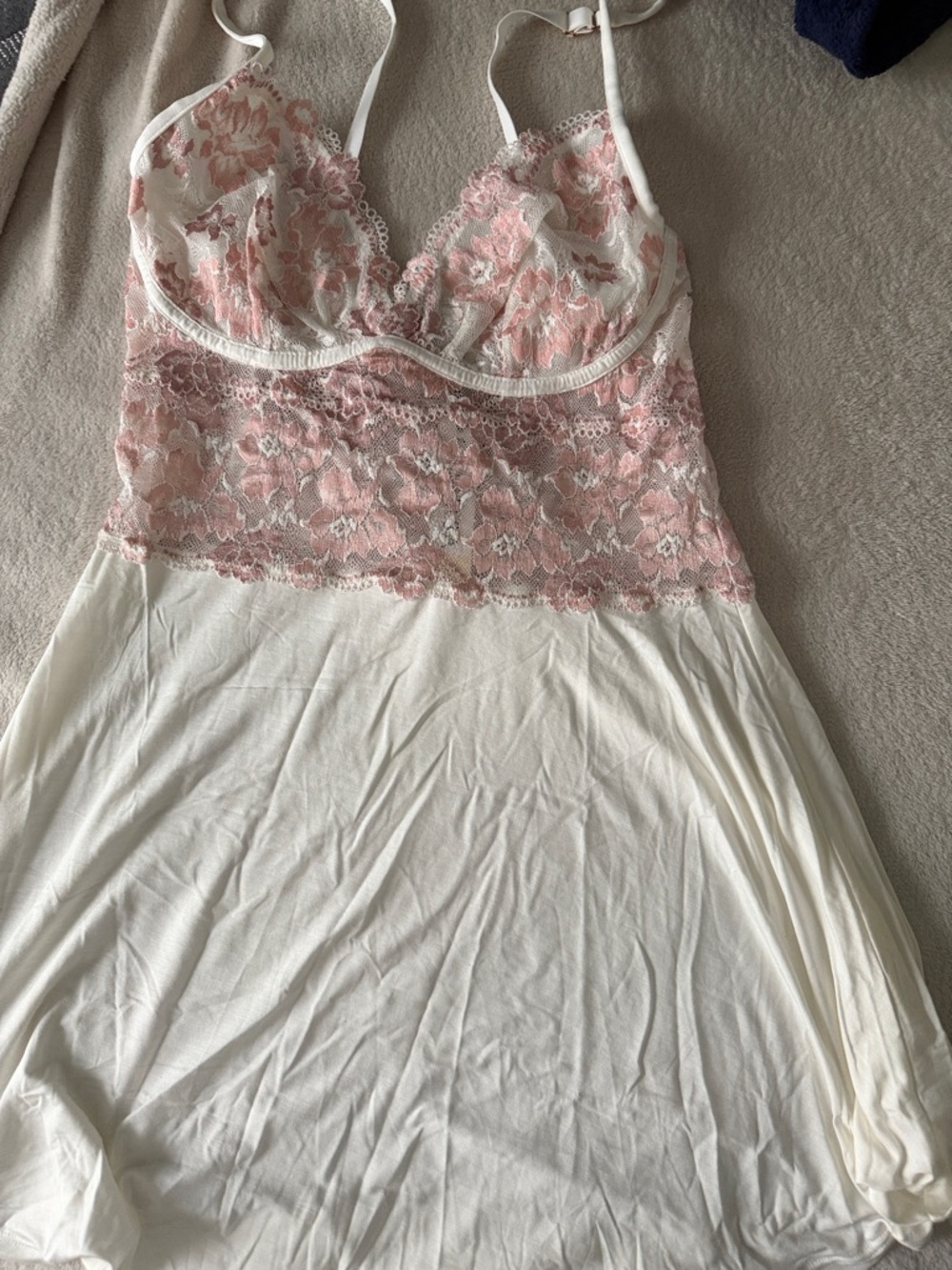 Cosabella White Chemise with Blush Lace Accents - Picture 2 of 5